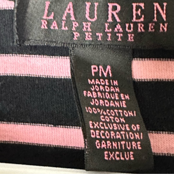 Vintage 90’s LAUREN RALPH LAUREN Top Long Sleeves Black/Pink Stripes Size PM - Picture 5 of 9